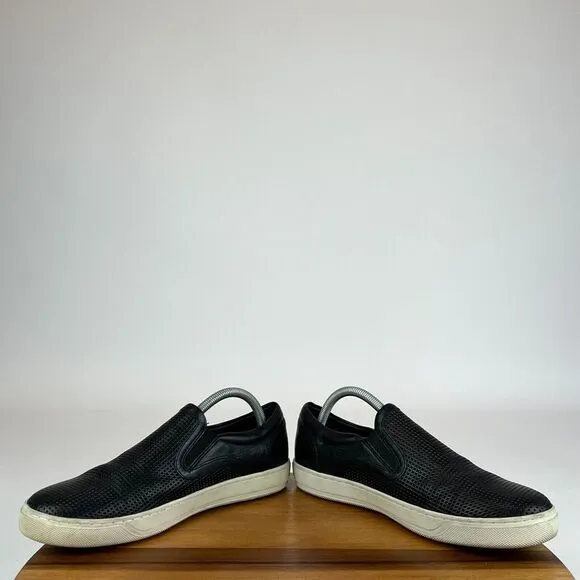 Mens Vince Fletcher Black Leather Slip On Casual Comfort Sneakers Shoes Size 8 M