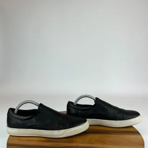 Mens Vince Fletcher Black Leather Slip On Casual Comfort Sneakers Shoes Size 8 M
