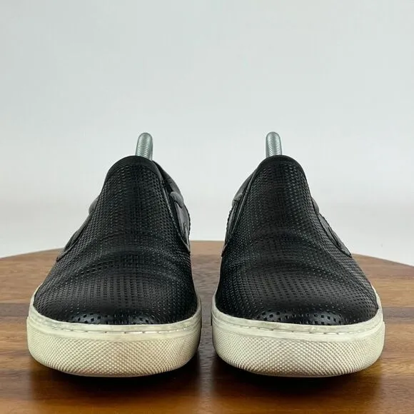 Mens Vince Fletcher Black Leather Slip On Casual Comfort Sneakers Shoes Size 8 M