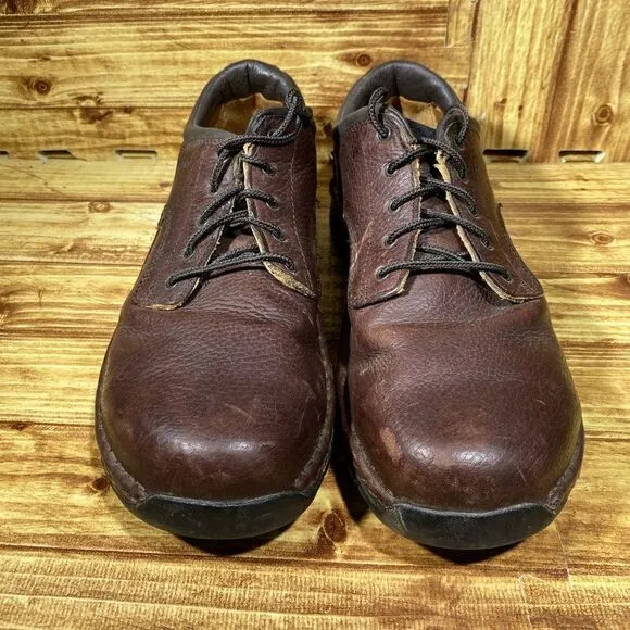 MEN'S RED WING STEEL TOE SAFETY SHOES LACE UP DARK BROWN STOCK #6704 SZ 9,5