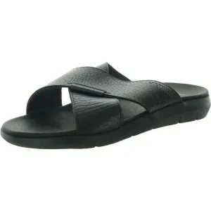 Mephisto Mens Black Criss-Cross Leather Slide Sandals Shoes New
