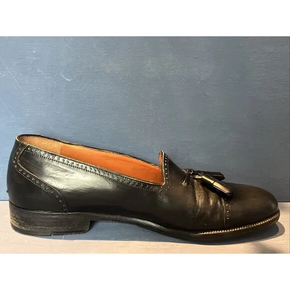 Mephisto Mens Size 8 D Loafers Dress shoes Slip on Black Leather Tassel Cool Air
