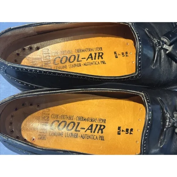 Mephisto Mens Size 8 D Loafers Dress shoes Slip on Black Leather Tassel Cool Air