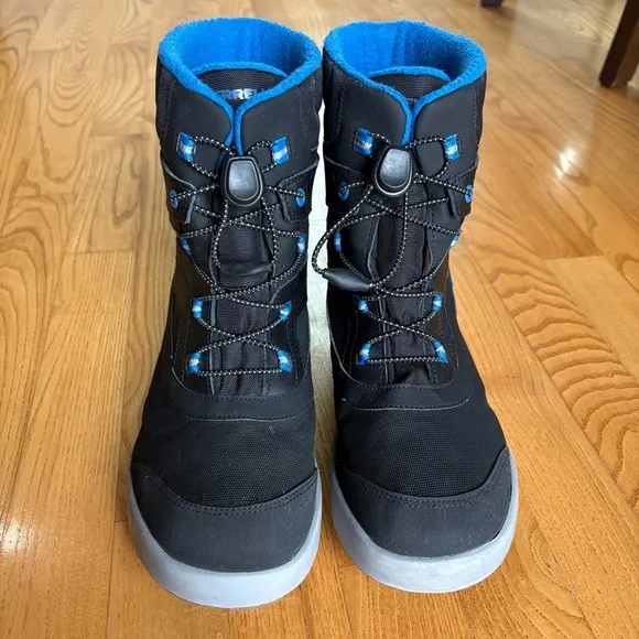 MERRELL BOOTS SNOW BANK WATERPROOF black blue Winter  Warm Youth Boys SIZE 6 6M