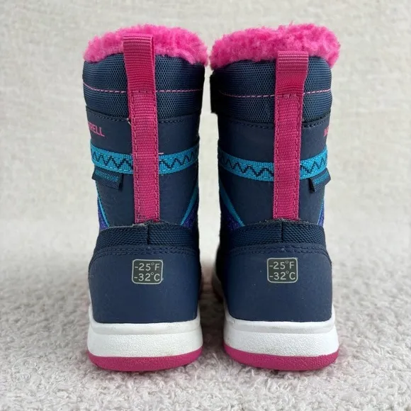 Merrell Boots Toddler Girls 5M Blue Pink Snow Crush 2.0 Waterproof Snow Boots