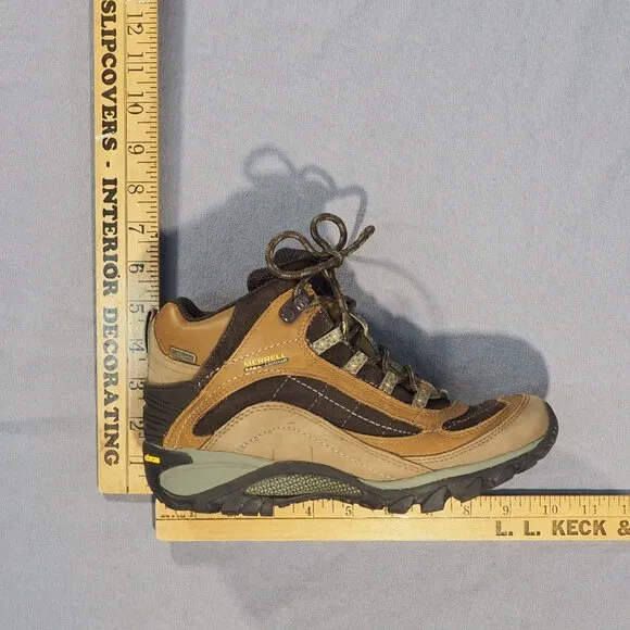 Merrell Boots Women 7 Brown Leather Ankle Vibrum Hiking Shoes Waterproof Outdoor