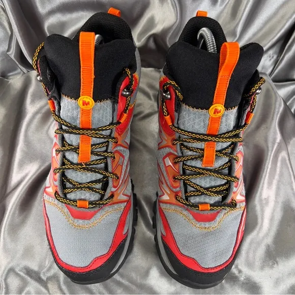 Merrell Men’s Capra Bolt Mid Waterproof Hiking Boots Bright Red Gray J35367 Sz 7