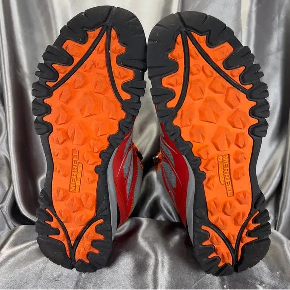 Merrell Men’s Capra Bolt Mid Waterproof Hiking Boots Bright Red Gray J35367 Sz 7