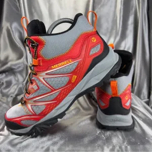 Merrell Men’s Capra Bolt Mid Waterproof Hiking Boots Bright Red Gray J35367 Sz 7