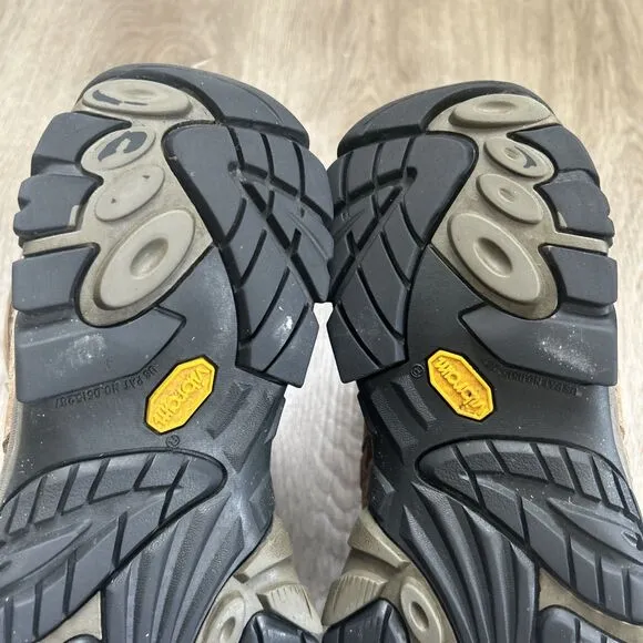 Merrell Moab 2 Men's 9.5 Mid Hiking Boots Wide Brown Waterproof Shoes BAD LACES