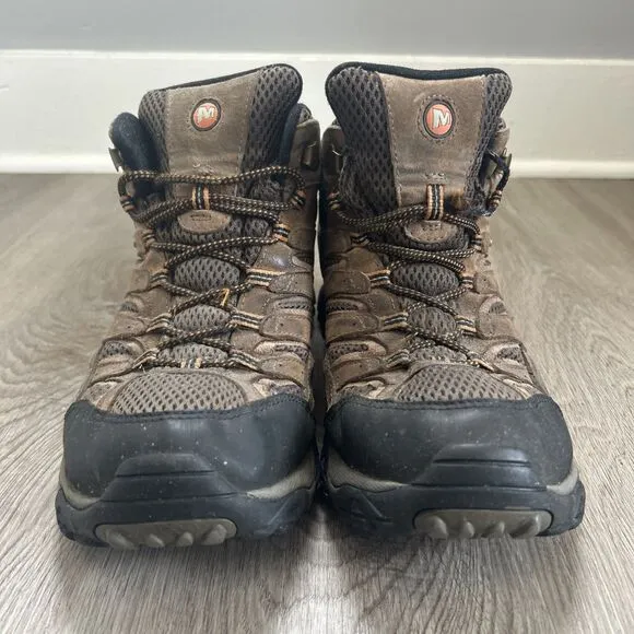Merrell Moab 2 Men's 9.5 Mid Hiking Boots Wide Brown Waterproof Shoes BAD LACES