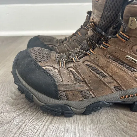 Merrell Moab 2 Men's 9.5 Mid Hiking Boots Wide Brown Waterproof Shoes BAD LACES
