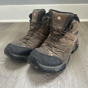 Merrell Moab 2 Men's 9.5 Mid Hiking Boots Wide Brown Waterproof Shoes BAD LACES