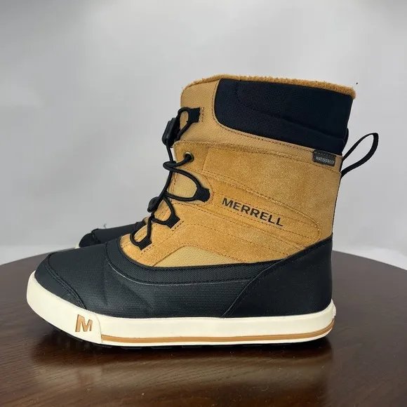 Merrell Snow Bank 2.0 Boot Youth Boys 4M Black Brown Waterproof Insulate MY56187