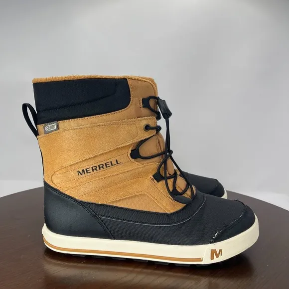 Merrell Snow Bank 2.0 Boot Youth Boys 4M Black Brown Waterproof Insulate MY56187