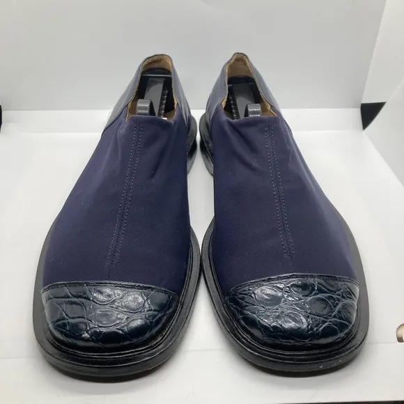 Mezlan Casual Stretch Slipon Black Loafer Shoes Genuine Crocodile Mens 9.5‎