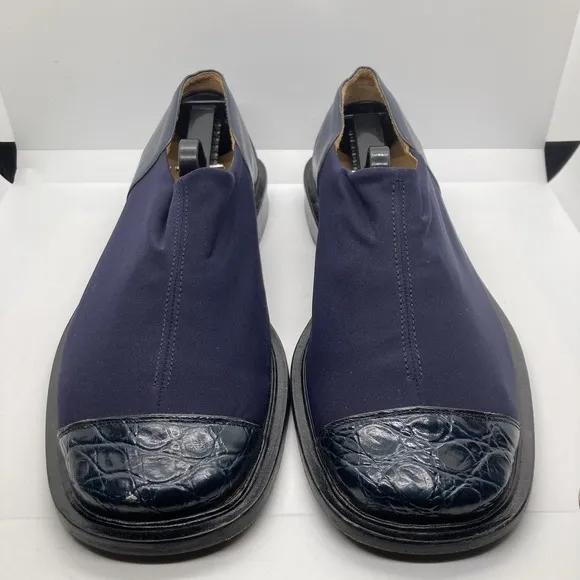 Mezlan Casual Stretch Slipon Black Loafer Shoes Genuine Crocodile Mens 9.5‎