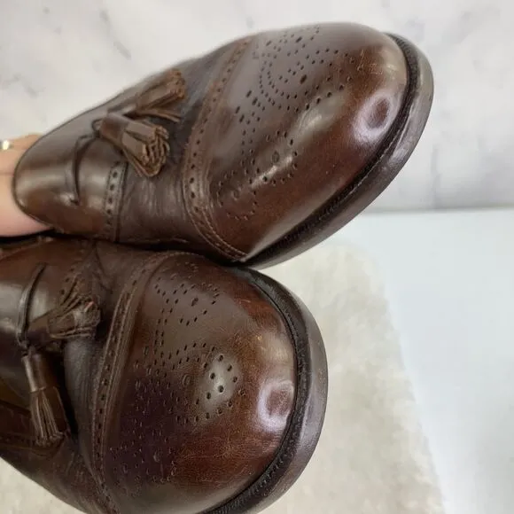 Mezlan Havana Leather Cap Toe Tassel Loafer Slip On Sz 10.5 M Dress Shoes Mens