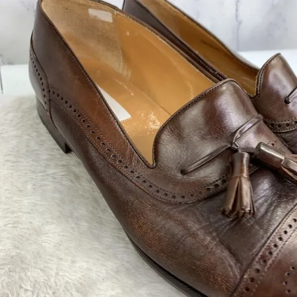 Mezlan Havana Leather Cap Toe Tassel Loafer Slip On Sz 10.5 M Dress Shoes Mens