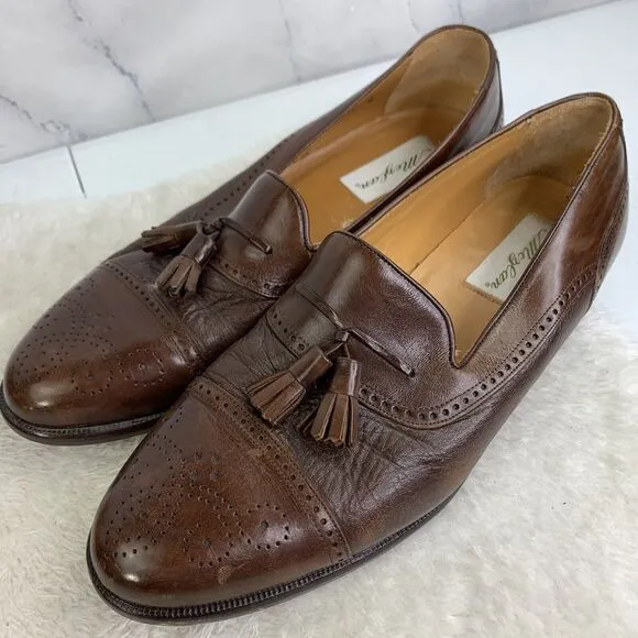 Mezlan Havana Leather Cap Toe Tassel Loafer Slip On Sz 10.5 M Dress Shoes Mens