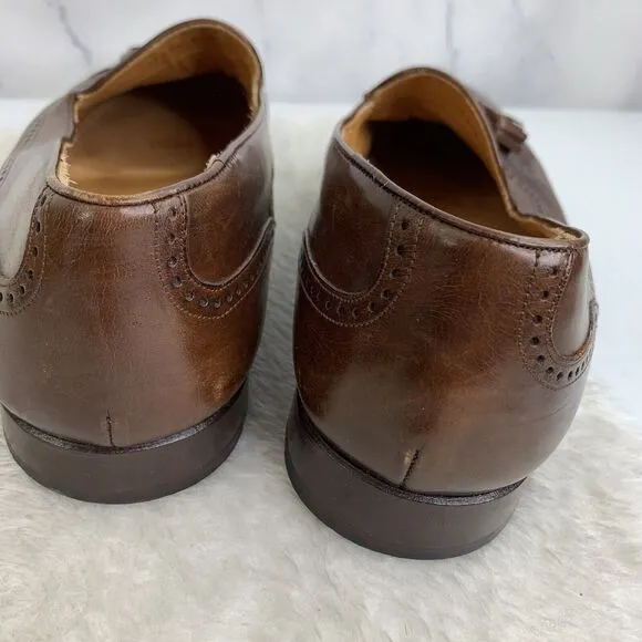Mezlan Havana Leather Cap Toe Tassel Loafer Slip On Sz 10.5 M Dress Shoes Mens