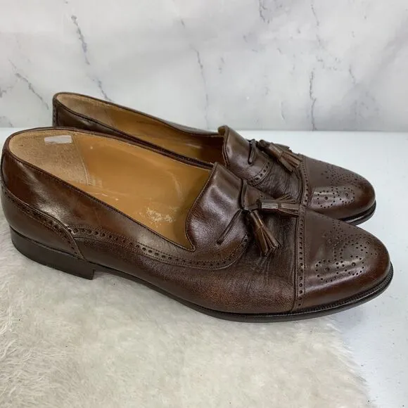 Mezlan Havana Leather Cap Toe Tassel Loafer Slip On Sz 10.5 M Dress Shoes Mens