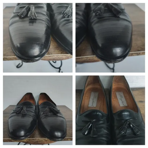 Mezlan Leather Tasseled Slip On Loafer Size 11 Academia Classic Black