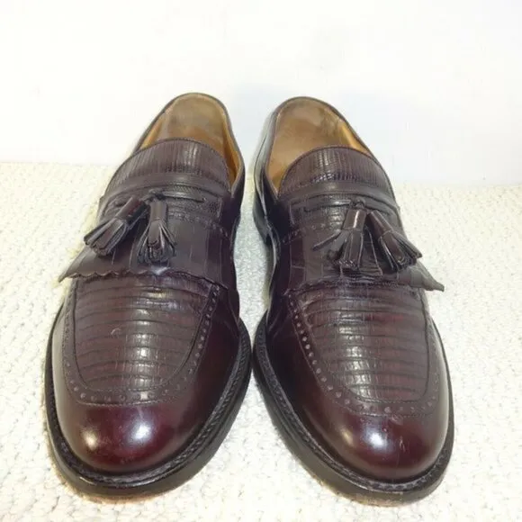 MEZLAN murcia men’s size 10M brown leather lizard tassled loafer shoes
