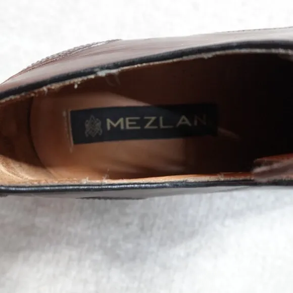 Mezlan Shoes 9M Brown Cap Toe Deerskin Leather Orbison Made in Spain