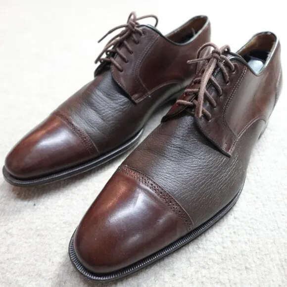 Mezlan Shoes 9M Brown Cap Toe Deerskin Leather Orbison Made in Spain