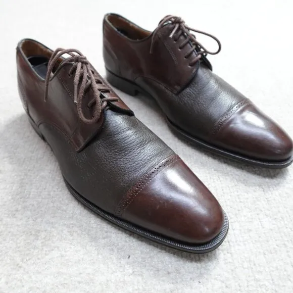 Mezlan Shoes 9M Brown Cap Toe Deerskin Leather Orbison Made in Spain