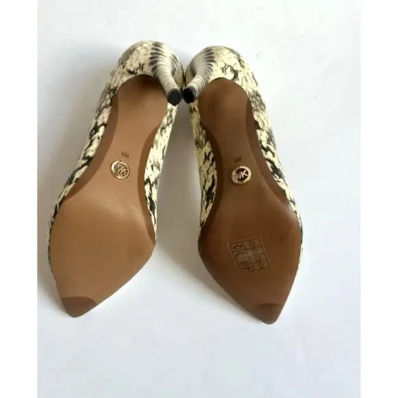Michael Kors &quot;Dorothy&quot; Snake Embossed Goat Leather Pointed Toe Pumps 3&quot; Heel