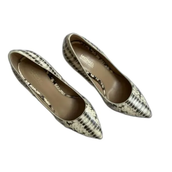 Michael Kors &quot;Dorothy&quot; Snake Embossed Goat Leather Pointed Toe Pumps 3&quot; Heel