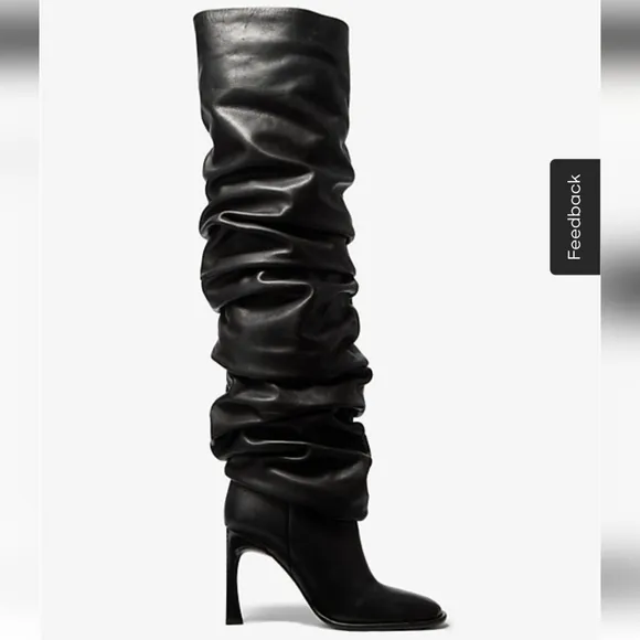 Michael Kors Kelsea Black Leather Slouch Women Thigh Boots Size 7M New No Box
