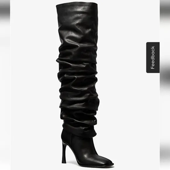 Michael Kors Kelsea Black Leather Slouch Women Thigh Boots Size 7M New No Box