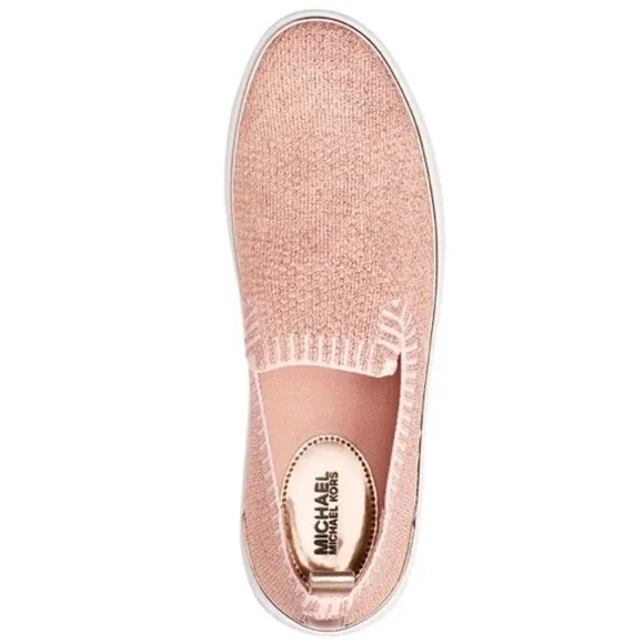 MICHAEL KORS Metallic Rose Gold Slip On Sneakers