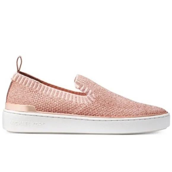 MICHAEL KORS Metallic Rose Gold Slip On Sneakers