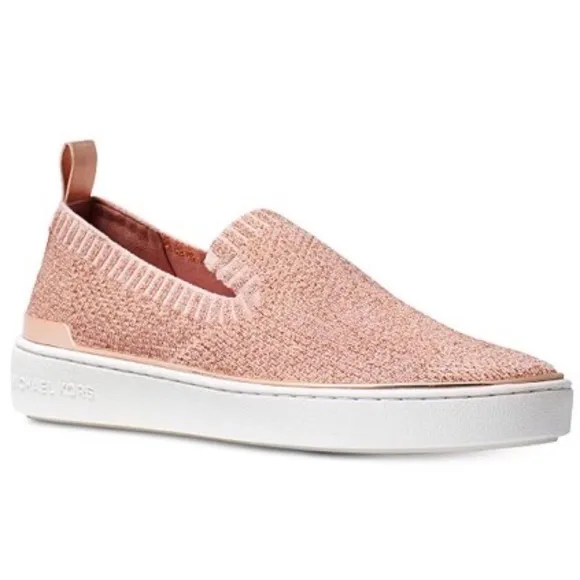 MICHAEL KORS Metallic Rose Gold Slip On Sneakers