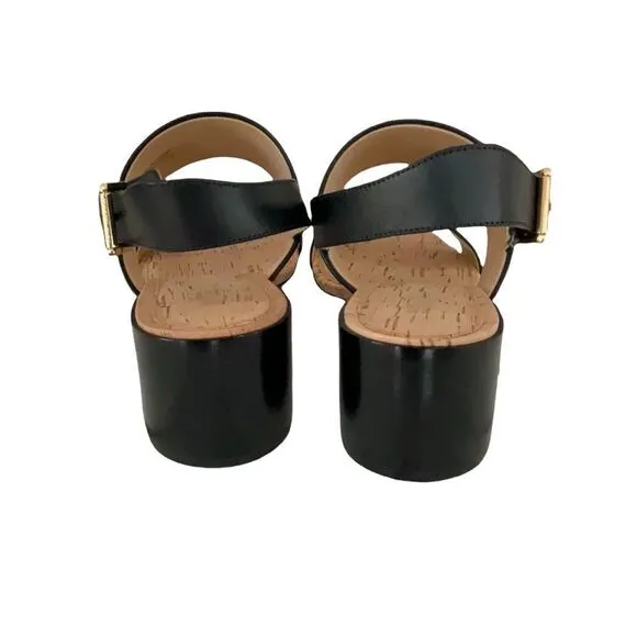 MICHAEL KORS NEW IN BOX BLACK LEATHER SLIP ON SANDAL SHOES SIZE 8M