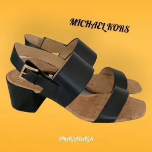 MICHAEL KORS NEW IN BOX BLACK LEATHER SLIP ON SANDAL SHOES SIZE 8M