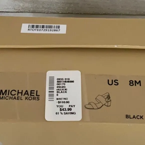 MICHAEL KORS NEW IN BOX BLACK LEATHER SLIP ON SANDAL SHOES SIZE 8M