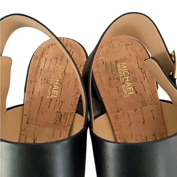 MICHAEL KORS NEW IN BOX BLACK LEATHER SLIP ON SANDAL SHOES SIZE 8M