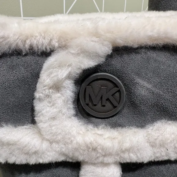 Michael Kors Women Black Charcoal Suede Winter Tall Snow Boots Shoes Sz 11