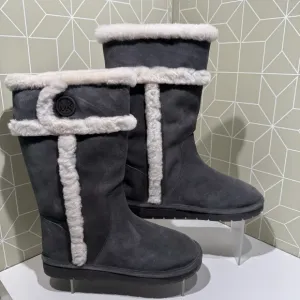 Michael Kors Women Black Charcoal Suede Winter Tall Snow Boots Shoes Sz 11