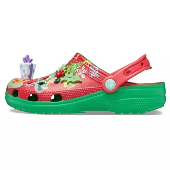 Mickey Mouse &amp; Friends Holiday Christmas CROCS Shoes Disney NWT W 6, 7 &amp; 10