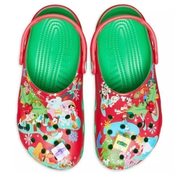 Mickey Mouse &amp; Friends Holiday Christmas CROCS Shoes Disney NWT W 6, 7 &amp; 10
