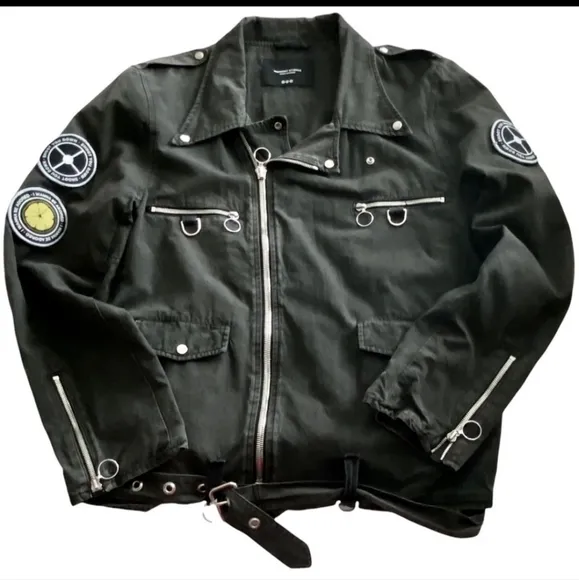 💣Midnight Studios Shane Gonzales Poplin Bondage Rider Biker Moto Jacket Patches