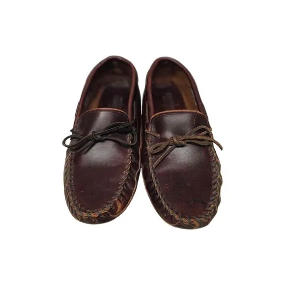 MINNETONKA  Driving Loafers Slip On Casual Size 10 Brown Leather