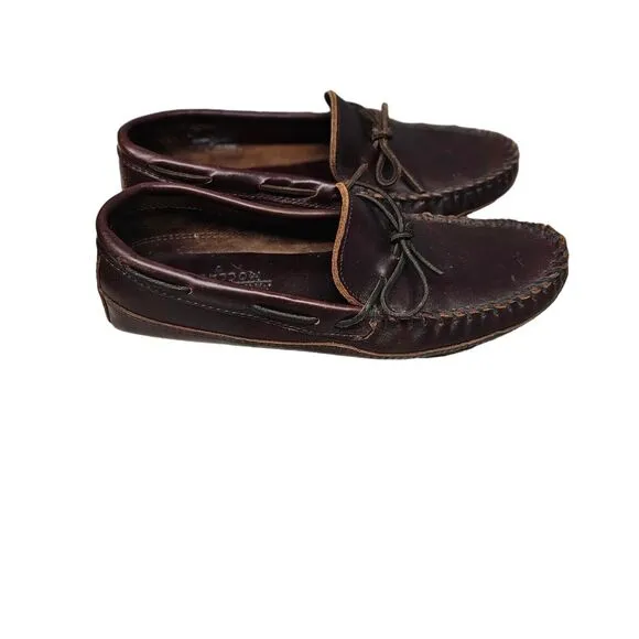 MINNETONKA  Driving Loafers Slip On Casual Size 10 Brown Leather