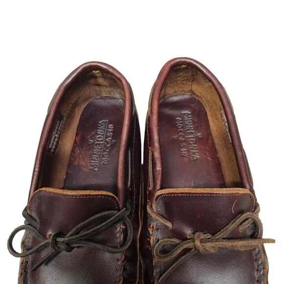 MINNETONKA  Driving Loafers Slip On Casual Size 10 Brown Leather
